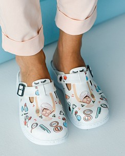 Взуття медичне жіноче сабо на платформі BEAUTY AESTHETIC білий ремінець